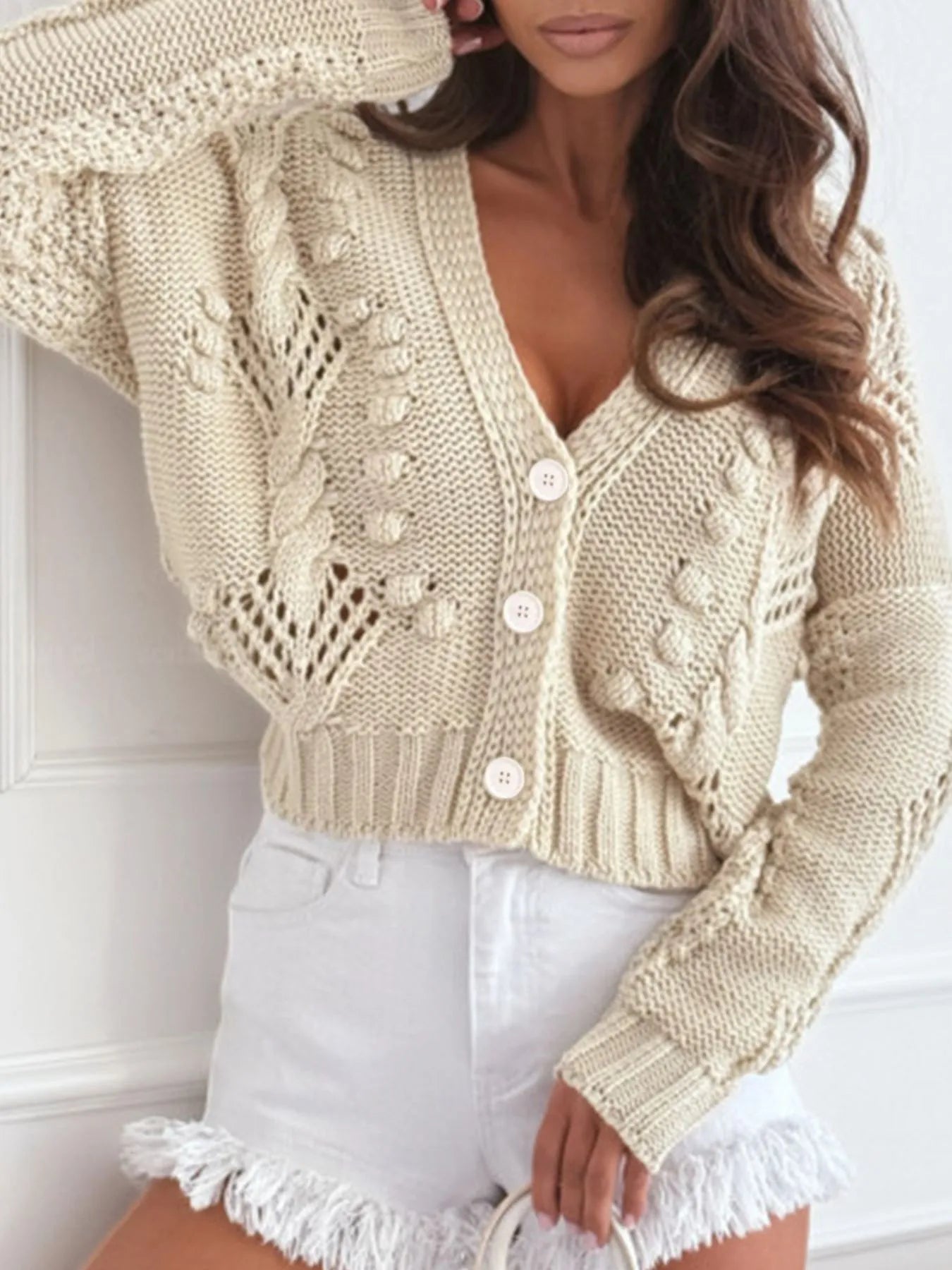 Chunky Cropped Button-Up Sweater Cardigan – HT Marlowe