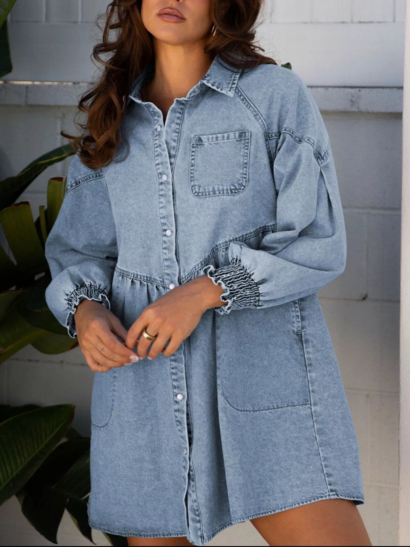 denim smocked mini dress Cupshe Main Street Magic Denim Mini Dress - Blue