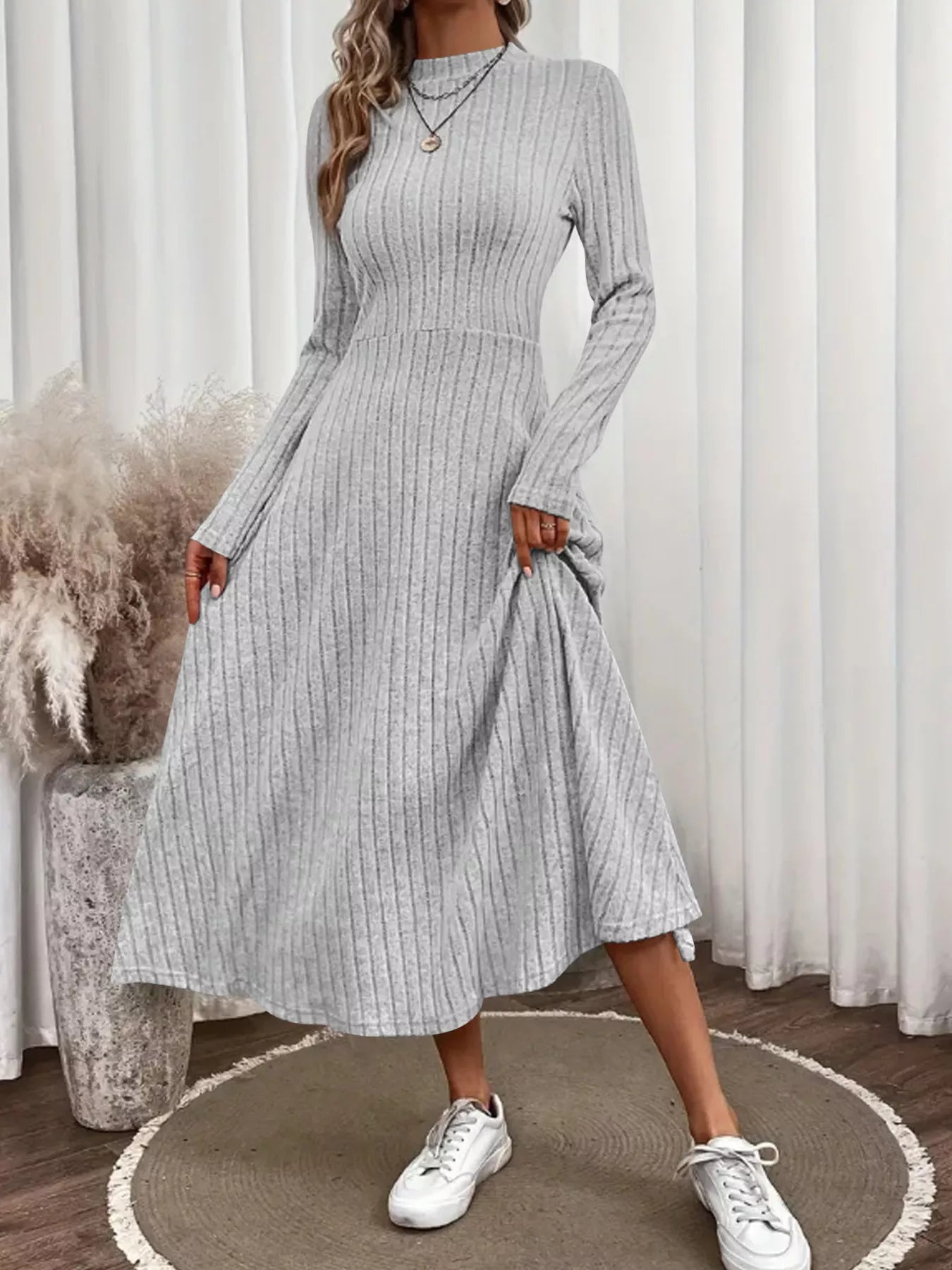 Ribbed Knit A-Line Midi Dress – HT Marlowe