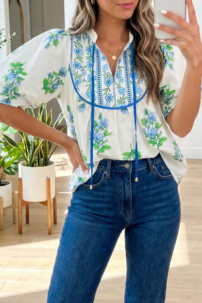 HT Marlowe Woman wearing a floral blouse