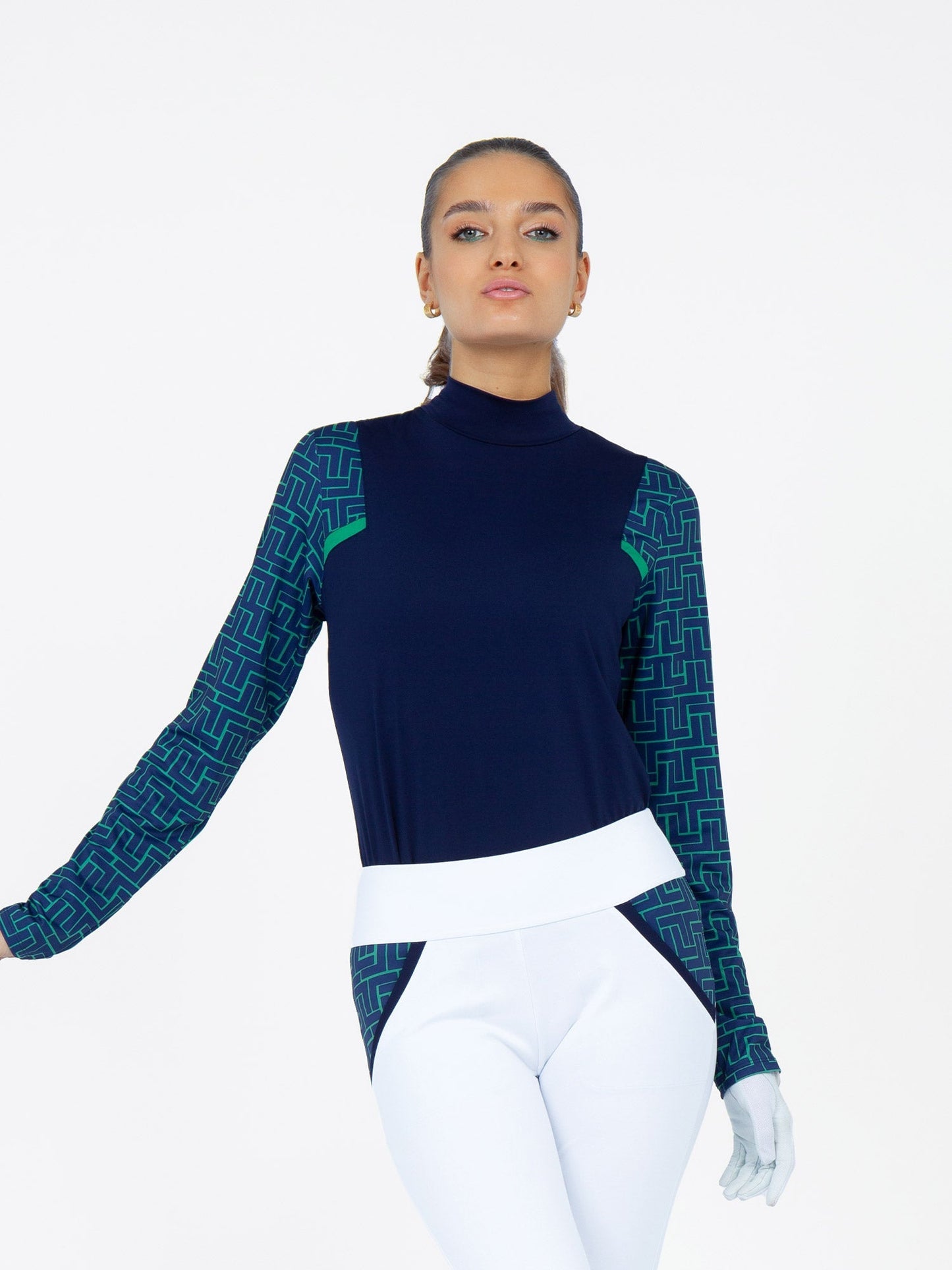 Golf Ready Capri and Long Sleeve Mock Neck outfit